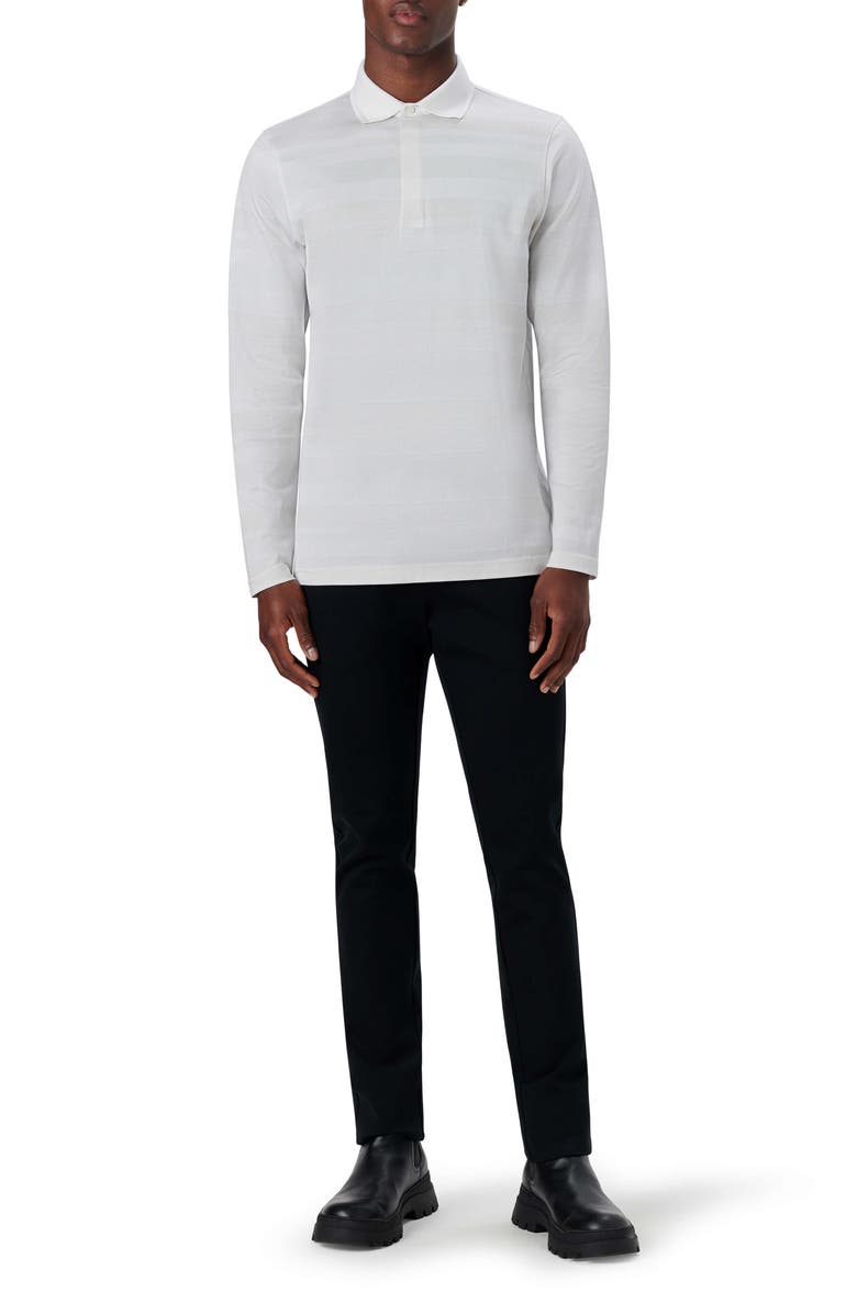 Bugatchi Three-Button Long Sleeve Polo, Alternate, color, Stone