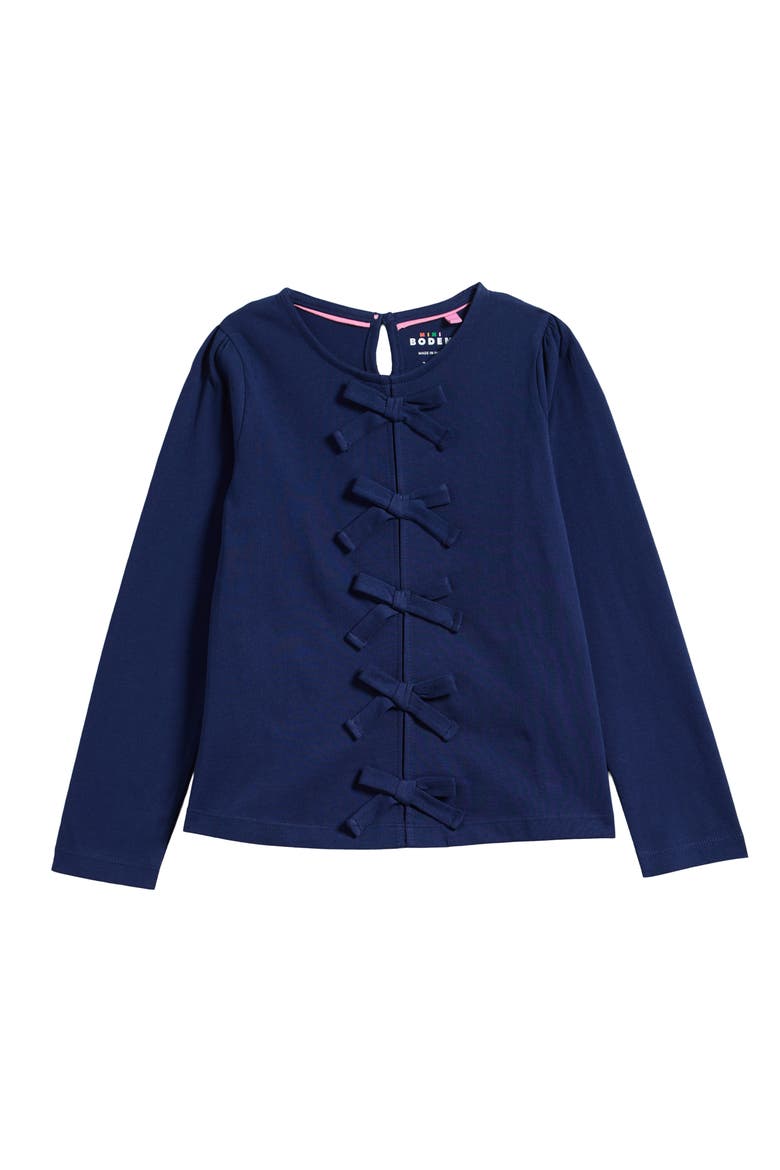 Kids' Rib Bow Trim Top, Main, color, COLLEGE NAVY