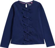Mini Boden Kids' Rib Bow Trim Top