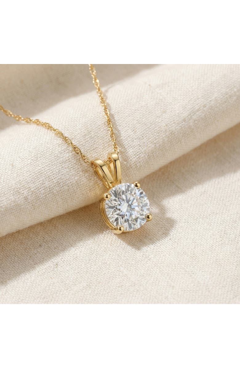 Bliss Diamond 1Ct Solitaire Diamond Pendant 14k Gold Lab Grown 18" Necklace, Alternate, color, 14K Yellow Gold