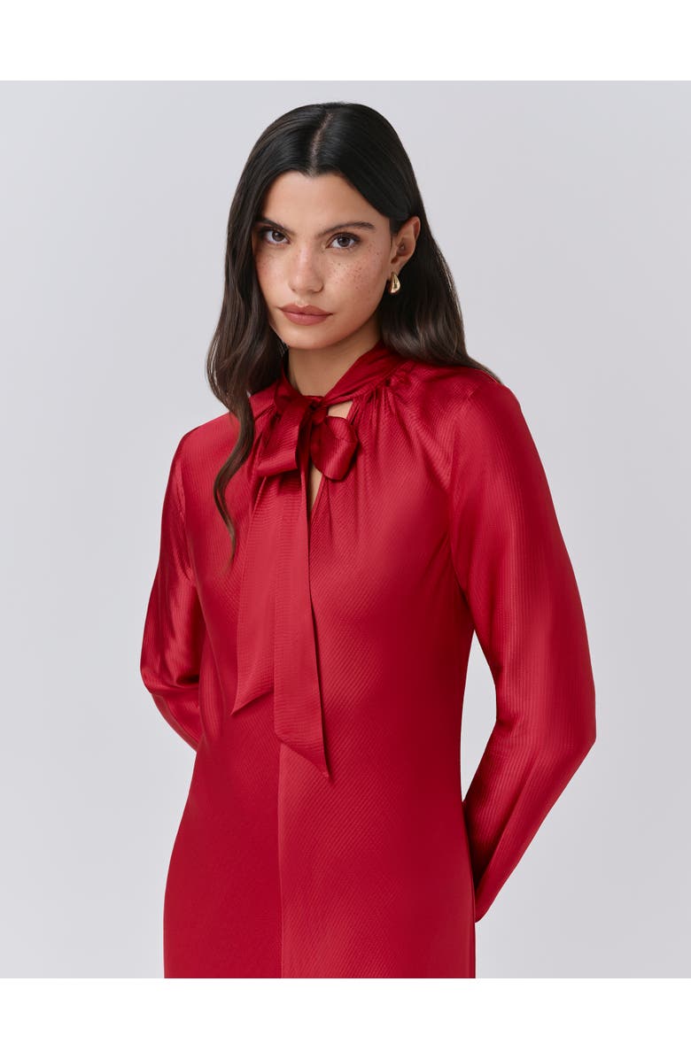 Ghost London Stephanie Satin Tie Neck Midi Dress, Alternate, color, Red