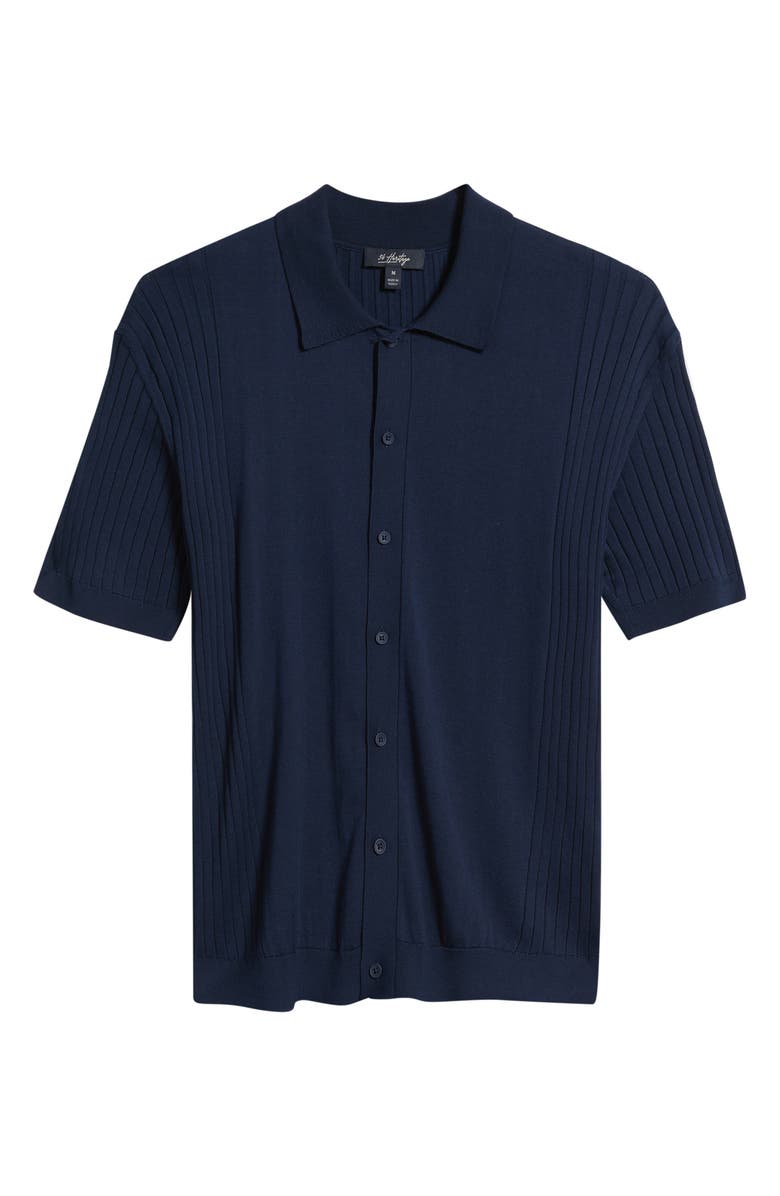 34 Heritage Short Sleeve Button-Up Cotton & Silk Sweater, Main, color, 