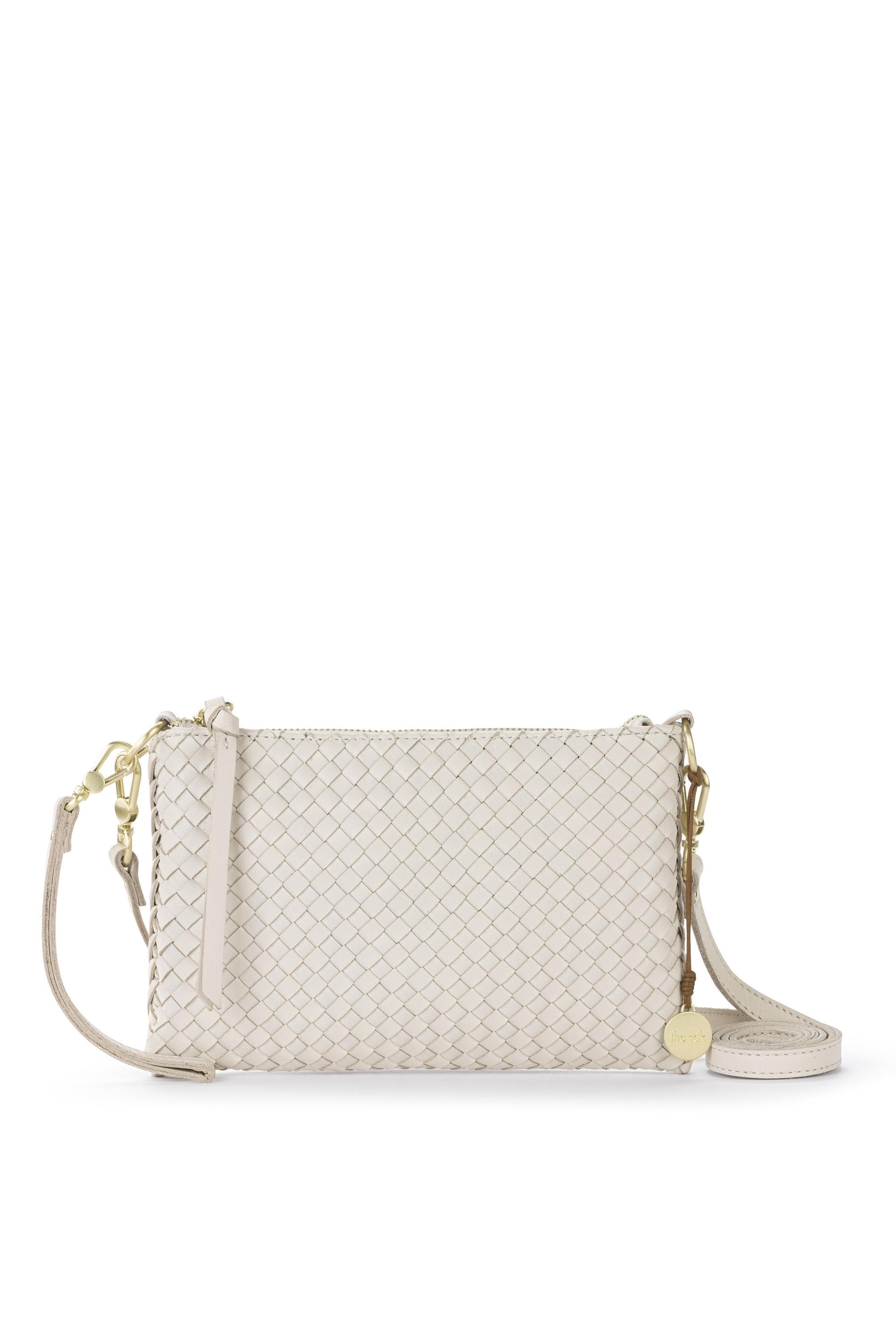 The Sak Vita Hand Woven Leather Crossbody Wristlet, Alternate, color, Stone Woven