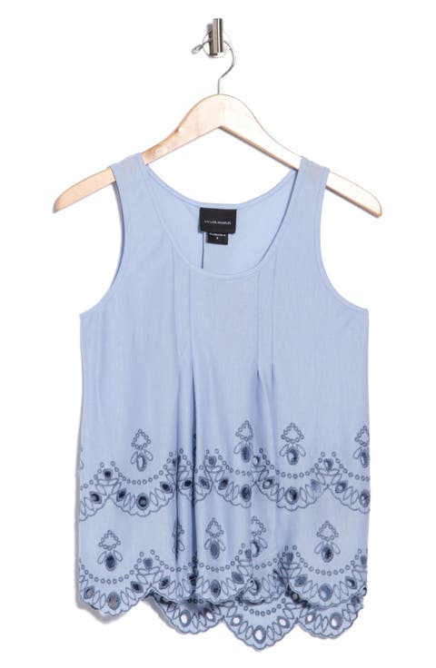 Embroidered Eyelet Cutout Tank