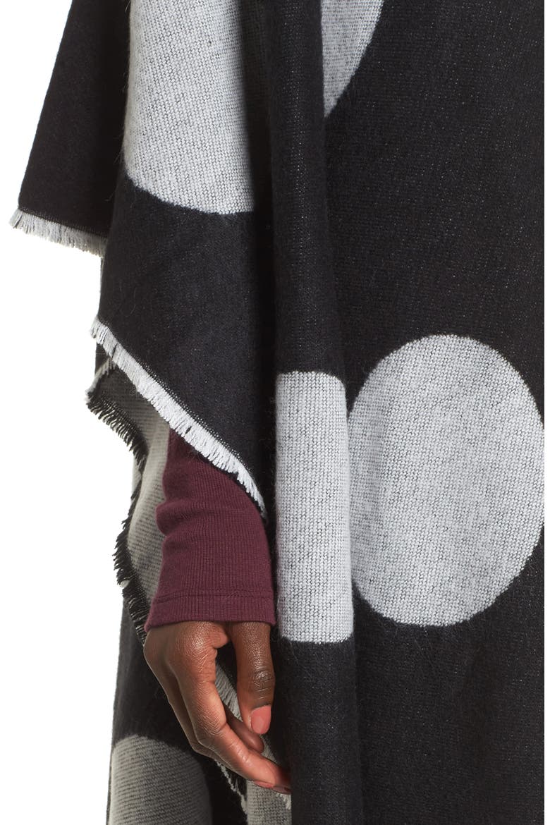 Polka Dot Ruana, Alternate, color, BLACK/ IVORY