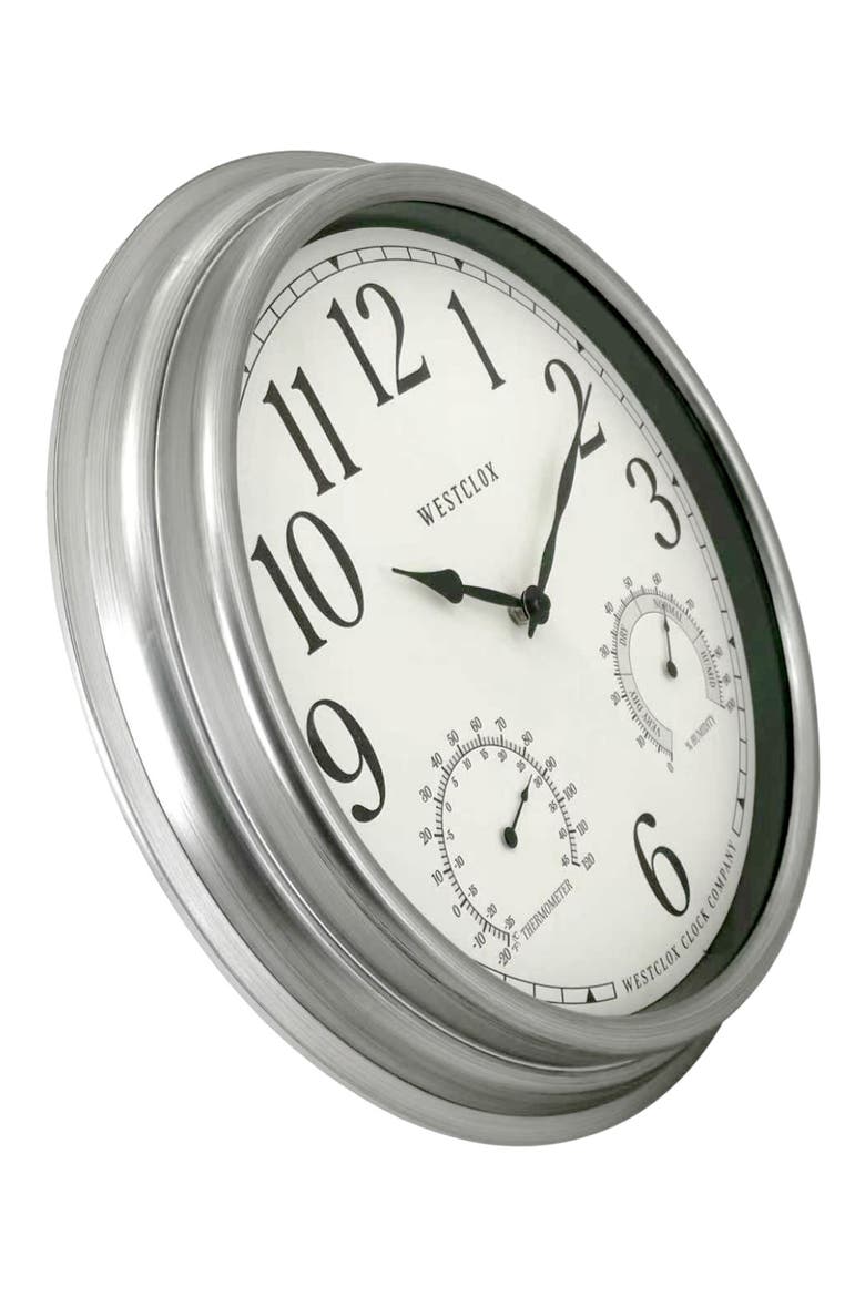 16-Inch Indoor/Outdoor Wall Clock, Alternate, color, SILVER