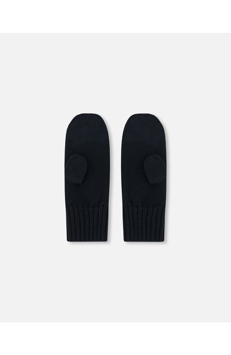 Deux par Deux Kids Unisex Knit Mittens Black, Alternate, color, 