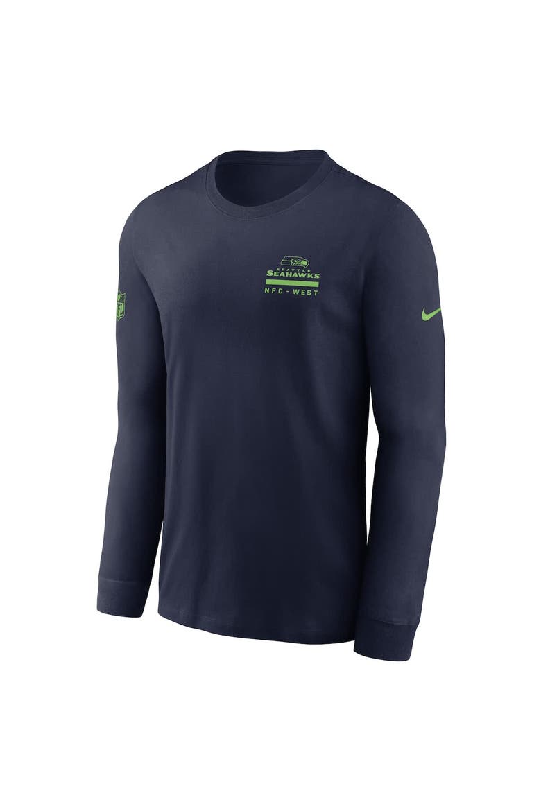 Men's Nike College Navy Seattle Seahawks Sideline Performance Long Sleeve T-Shirt, Alternate, color, College Navy