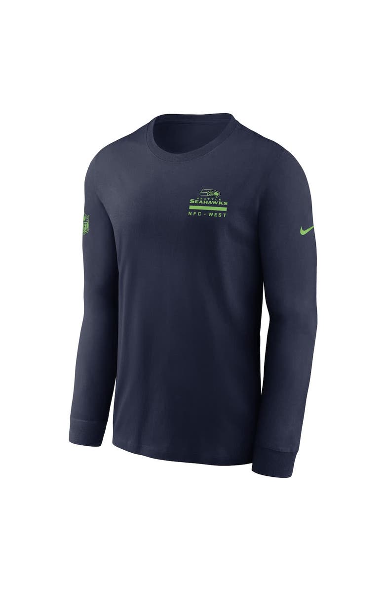 Nike Men's Nike College Navy Seattle Seahawks Sideline Performance Long Sleeve T-Shirt, Alternate, color, College Navy
