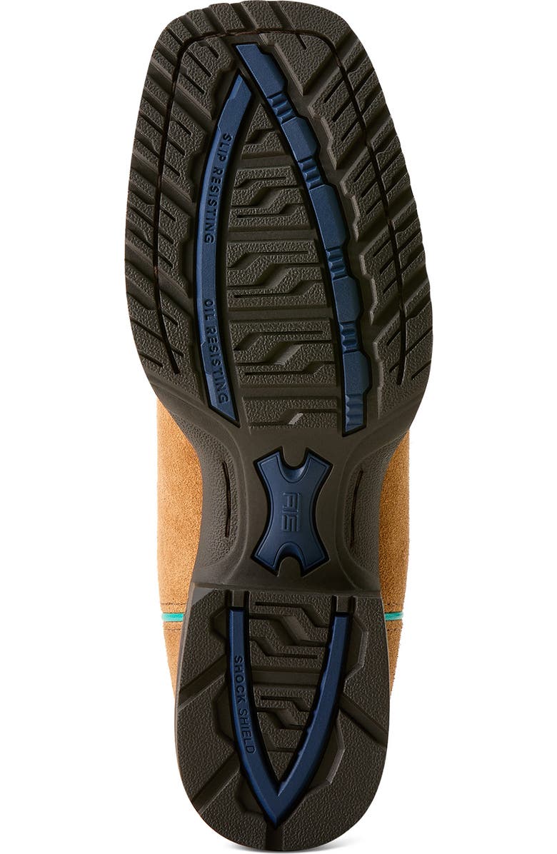 Ariat Hybrid Ranch Time Western Boot, Alternate, color, Acorn Roughout/ Deep Teal