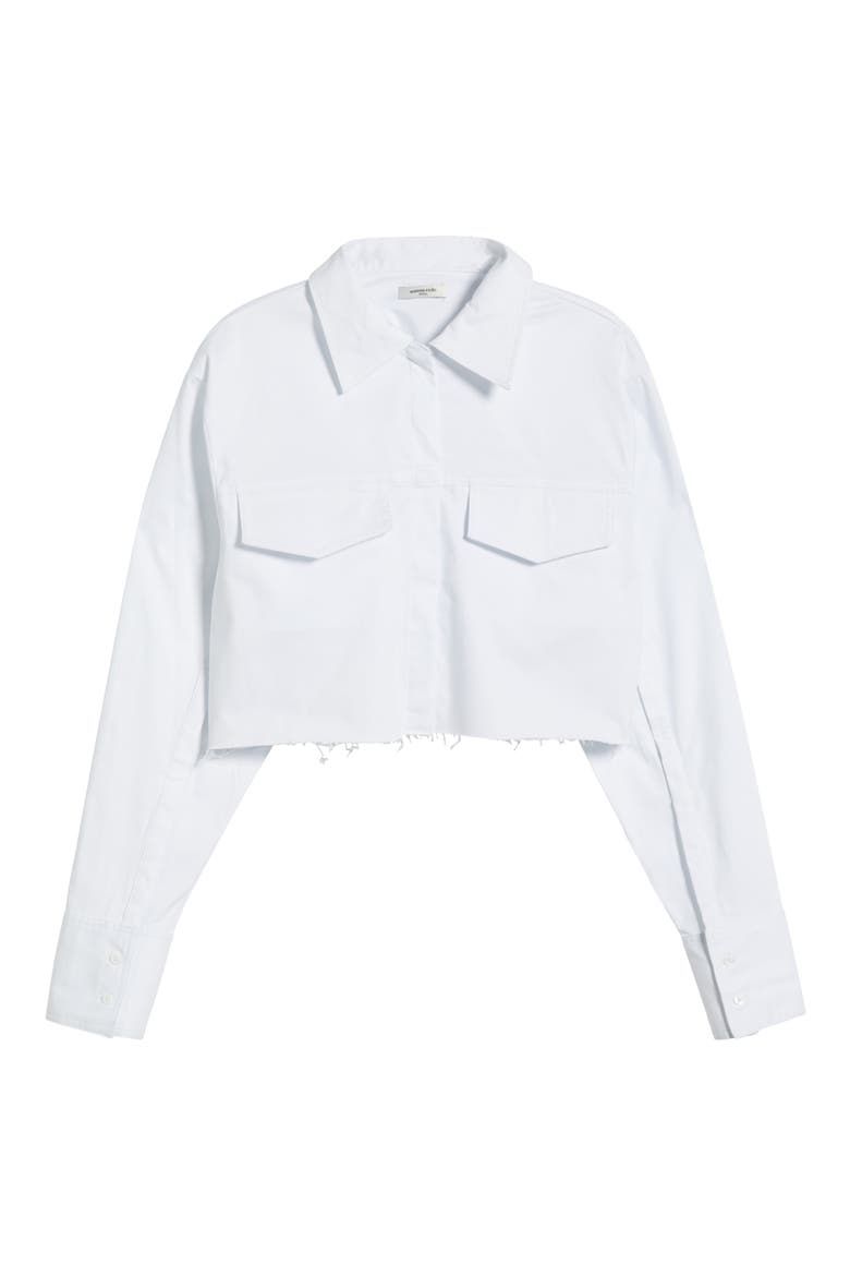 Crop Button-Up Shirt, Alternate, color, WHITE