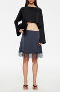 LIONESS Skin Lace Detail Satin Skirt