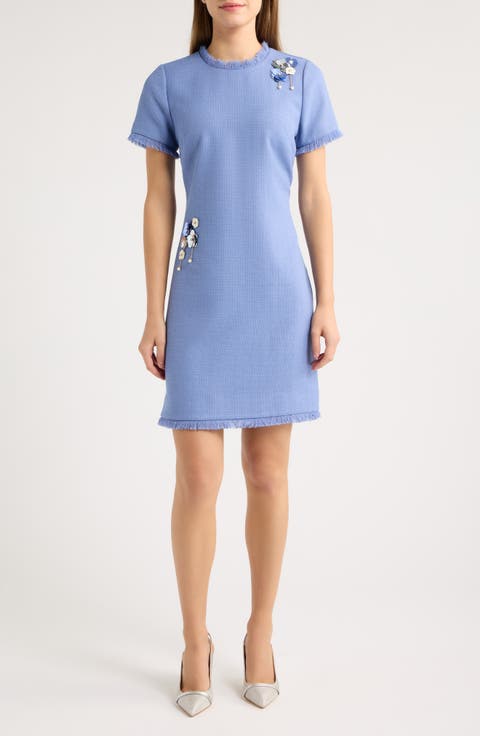 Paillette Floral Detail Sheath Dress