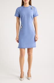 Tahari ASL Paillette Floral Detail Sheath Dress