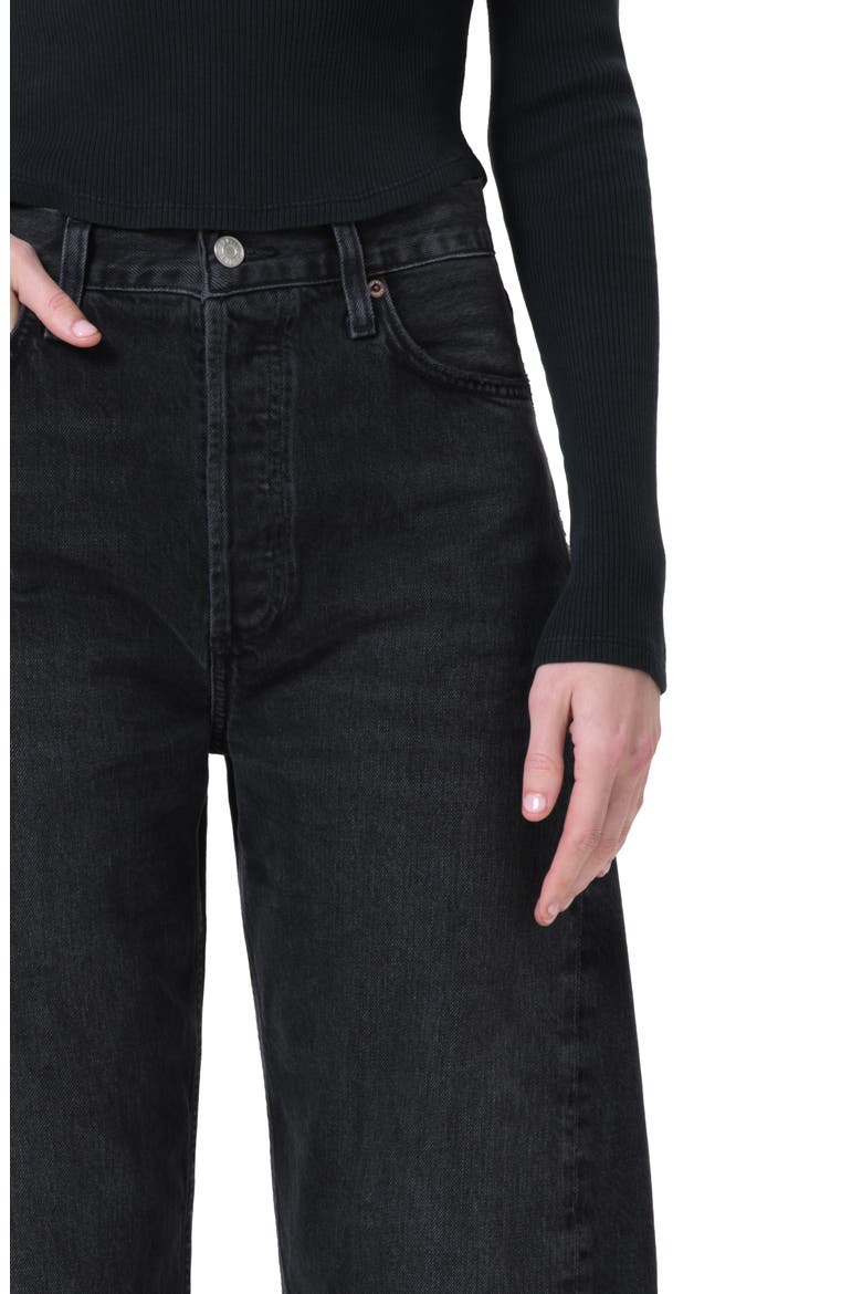 Luna Pieced High Waist Raw Hem Organic Cotton Barrel Jeans, Alternate, color, POSSESS