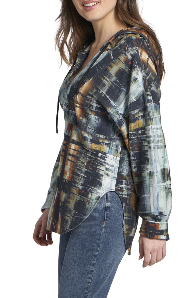 APNY Print Cotton Hoodie, Alternate, color, Green Multi