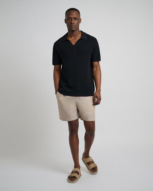 Onia Cotton Textured Johnny Collar Polo In Black