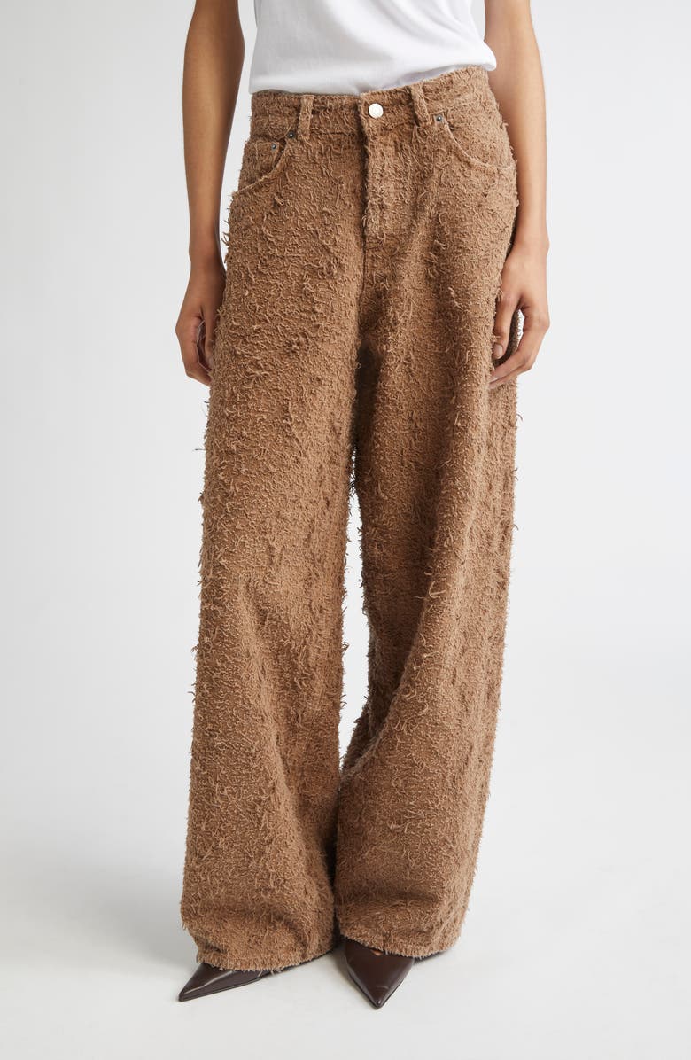 Haikure Bethany Wide Leg Fur Denim Jeans, Main, color, Camel