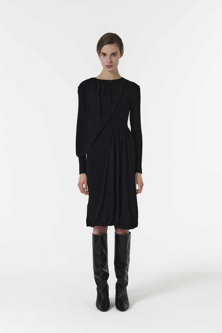 Knitted Dress with Scarf Detail, Alternate, color, Black
