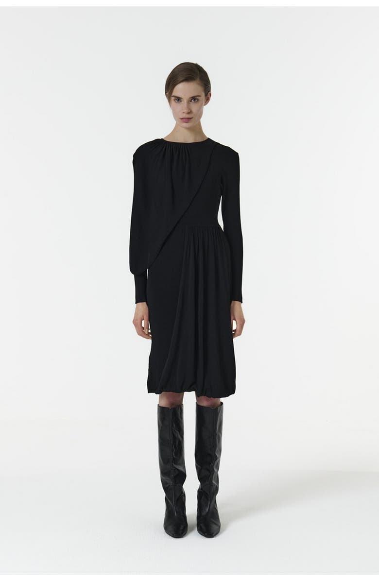 Leem Knitted Dress with Scarf Detail, Alternate, color, Black
