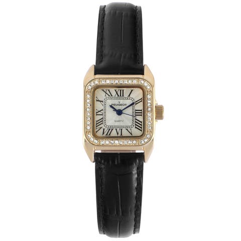 Status Square Crystal Bezel Leather Watch - 34x24MM