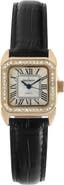 Peugeot Status Square Crystal Bezel Leather Watch - 34x24MM