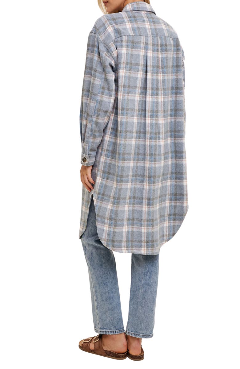 WISHLIST Plaid Brushed Long Shacket, Alternate, color, Blue