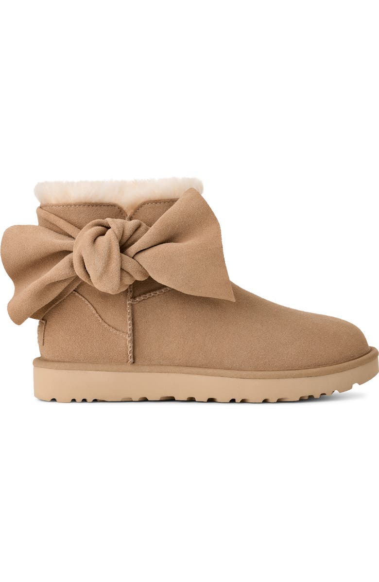 UGG<sup>®</sup> Classic Mini Bow Genuine Shearling Lined Boot, Alternate, color, Sand