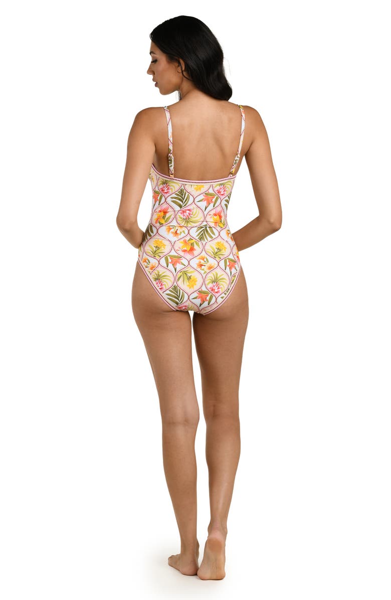 La Blanca Palm One-Piece Swimsuit, Alternate, color, White Multi