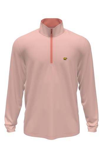 Jack Nicklaus Stripe Mock Neck Half Zip Pullover In Pink