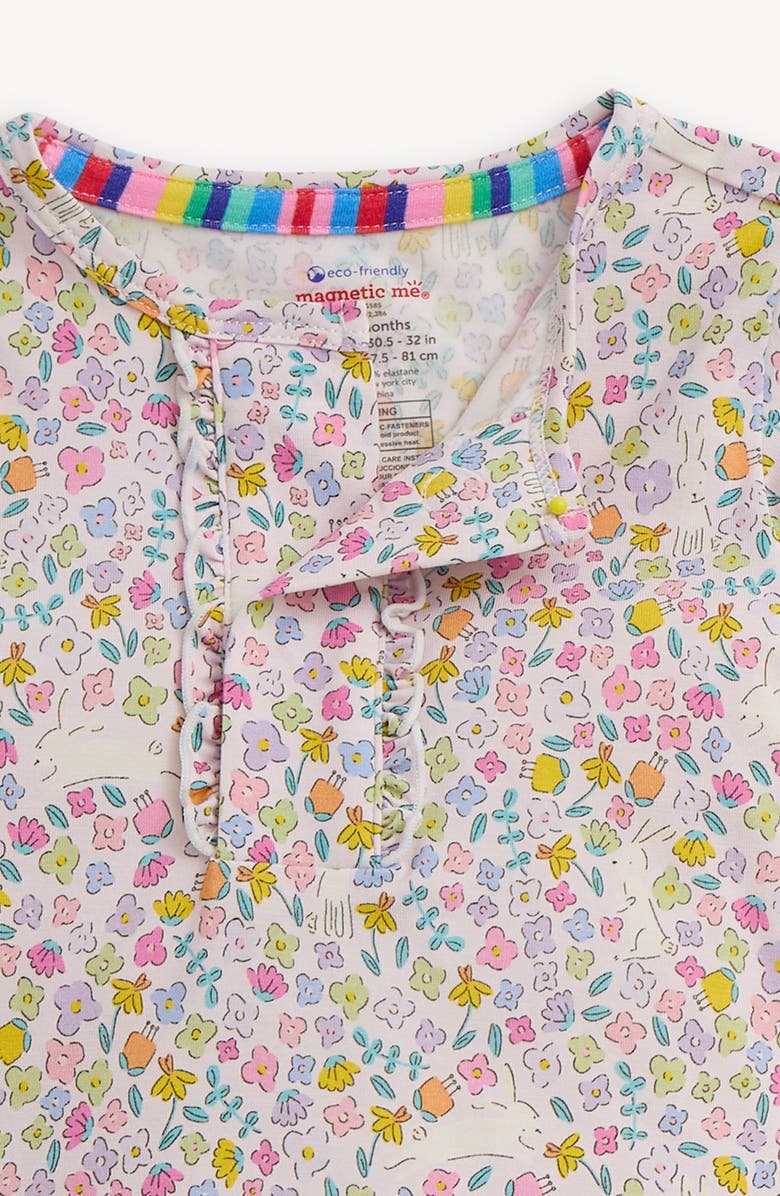 Magnetic Me Kids' Bunny Blossom Ruffle Fitted Two-Piece Pajamas, Alternate, color, Bunny
