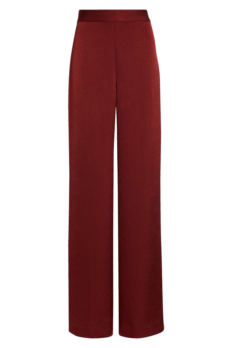 High Waist Satin Wide Leg Pants, Alternate, color, BORDEAUX