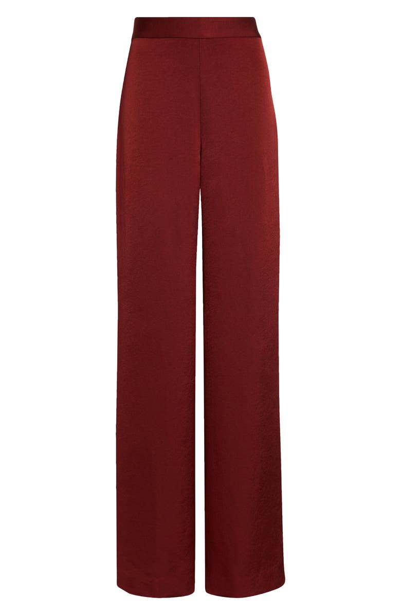 Lela Rose High Waist Satin Wide Leg Pants, Alternate, color, Bordeaux