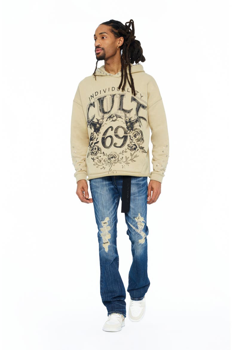 Lenny Distressed Bootcut Jeans, Alternate, color, SURF