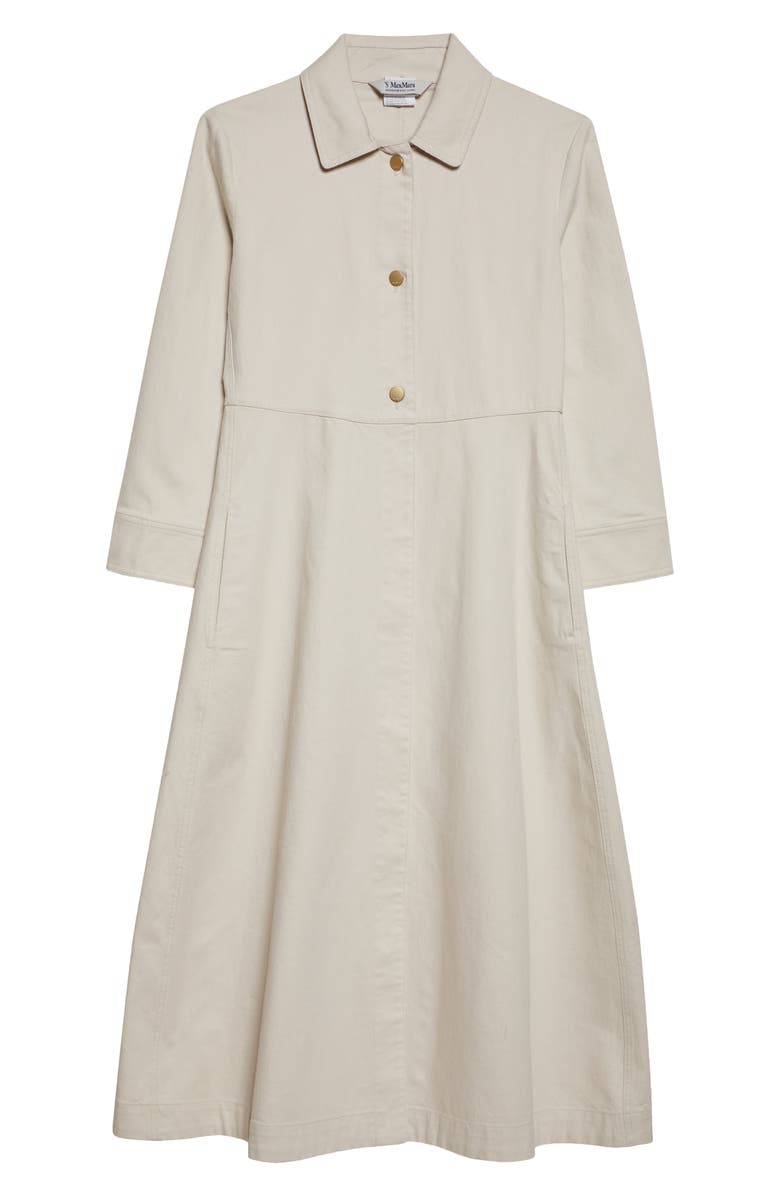 Max Mara Amelia Long Sleeve Stretch Cotton Shirtdress, Alternate, color, Sand