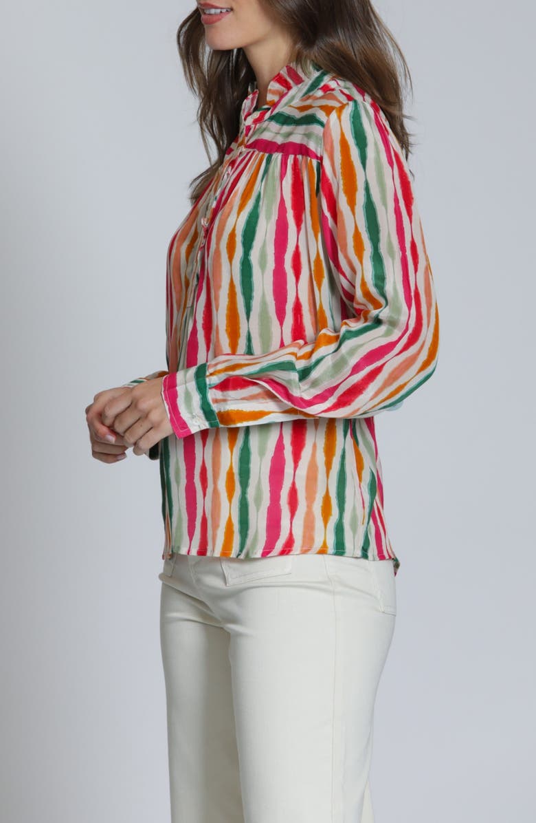 APNY Ruffle Placket Top, Alternate, color, Hibiscus Multi