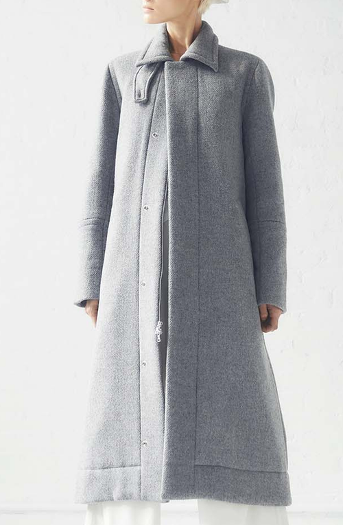 Caalo Sustainable Down Wool Over Coat In Gray