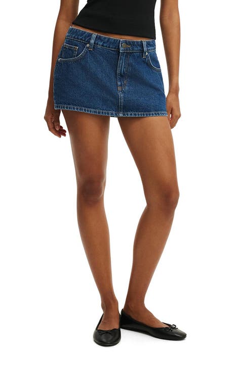 Low Rise Denim Miniskort