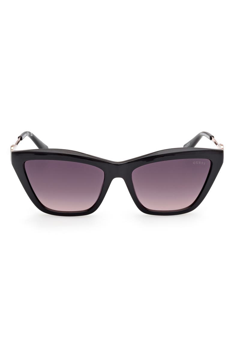 GUESS Rectangular Sunglasses, Main, color, Black/ Gradient Smoke