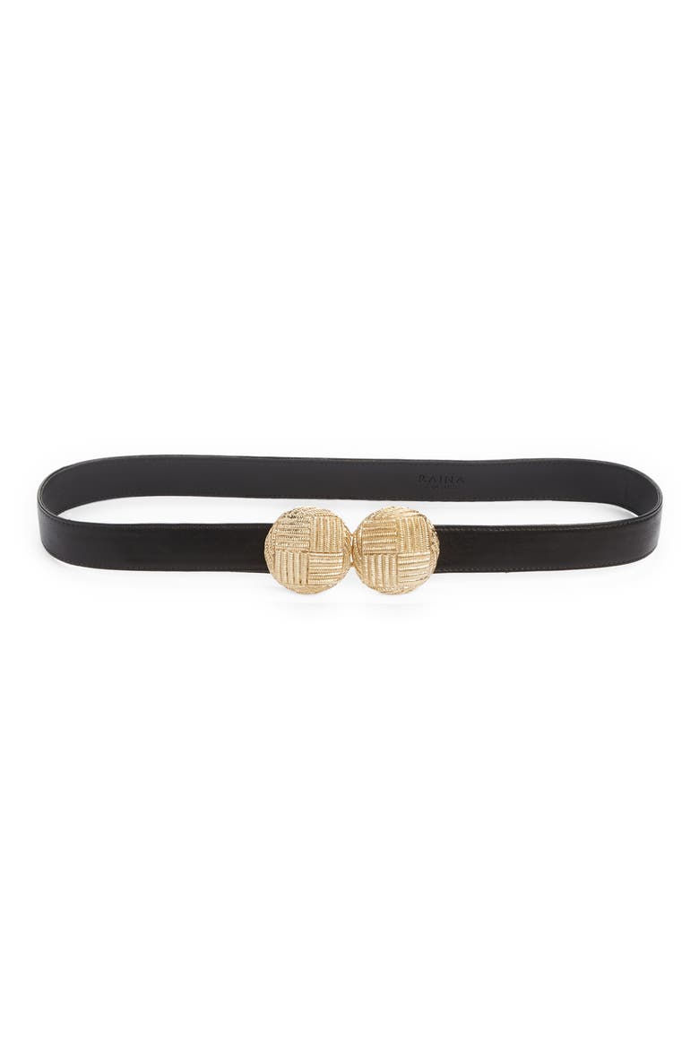 Milo Leather Belt, Main, color, BLACK/ GOLD