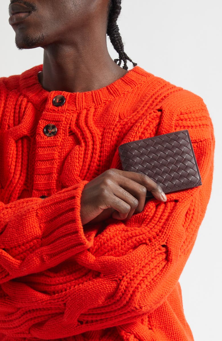 Bottega Veneta Intrecciato Leather Bifold Wallet, Alternate, color, Dark Barolo/ Silver