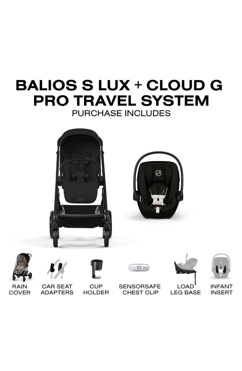 CYBEX Balios S Lux Stroller & Cloud G Pro Infant Car Seat Travel System, Alternate, color, Moon Black