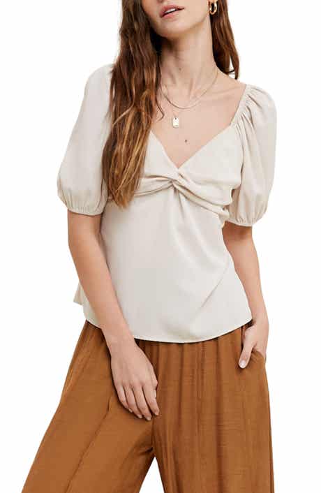 Puff Sleeve Tie Back Babydoll Top