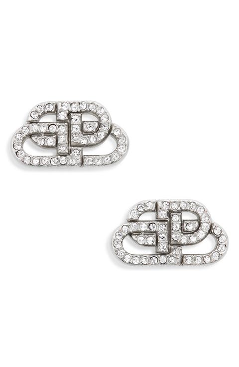 Crystal Interlocking BB Stud Earrings