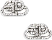 Balenciaga Crystal Interlocking BB Stud Earrings