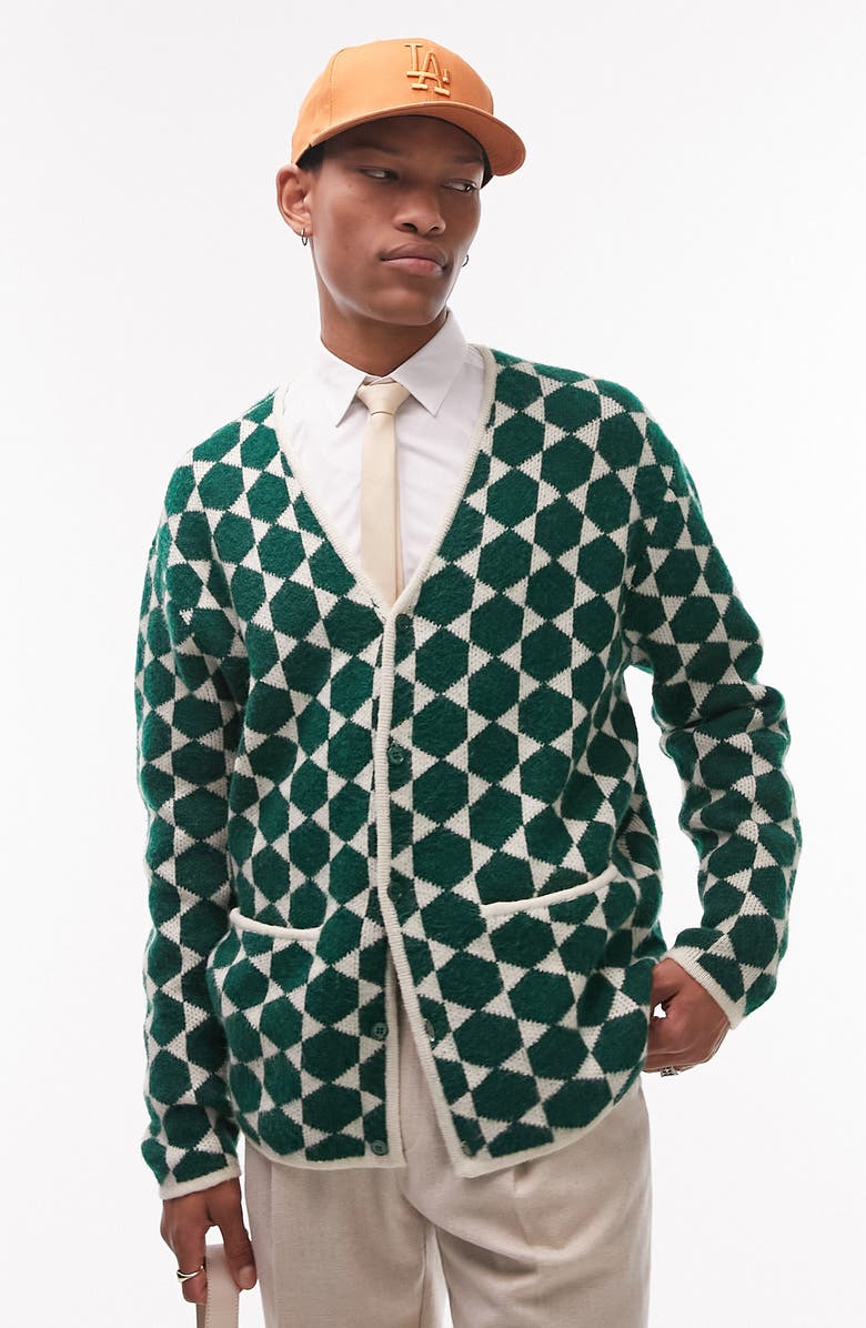Topman Geo Pattern Cardigan, Main, color, 