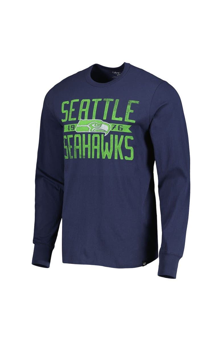 '47 Men's '47 College Navy Seattle Seahawks Brand Wide Out Franklin Long Sleeve T-Shirt, Alternate, color, Navy