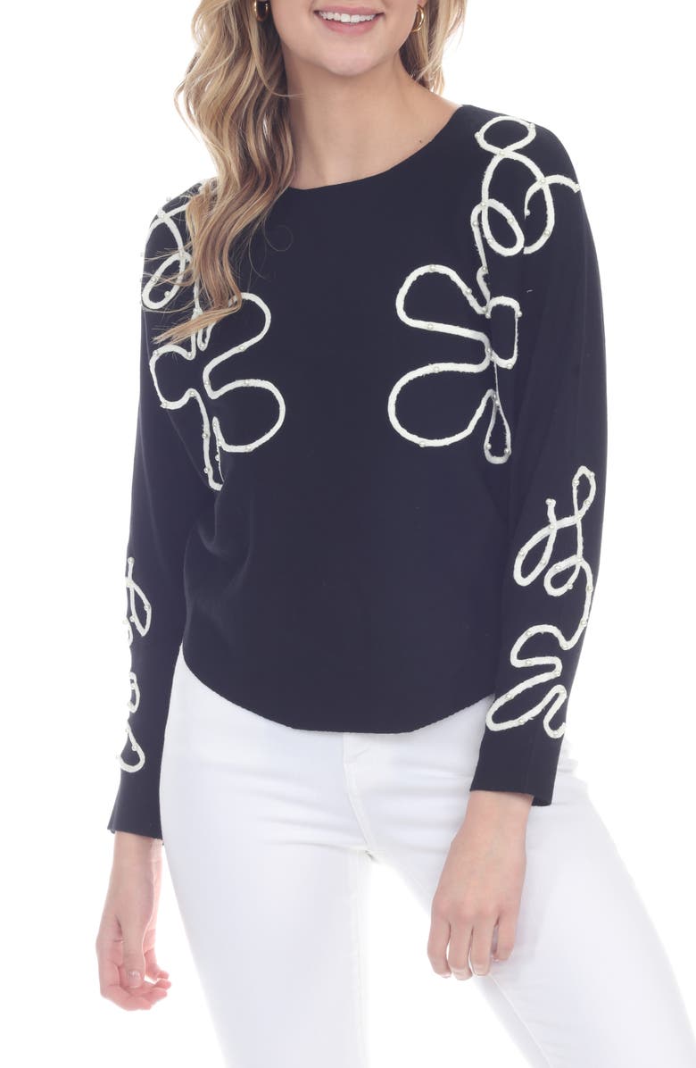 RAIN AND ROSE Faux Pearl Embellished Knit Top, Main, color, 
