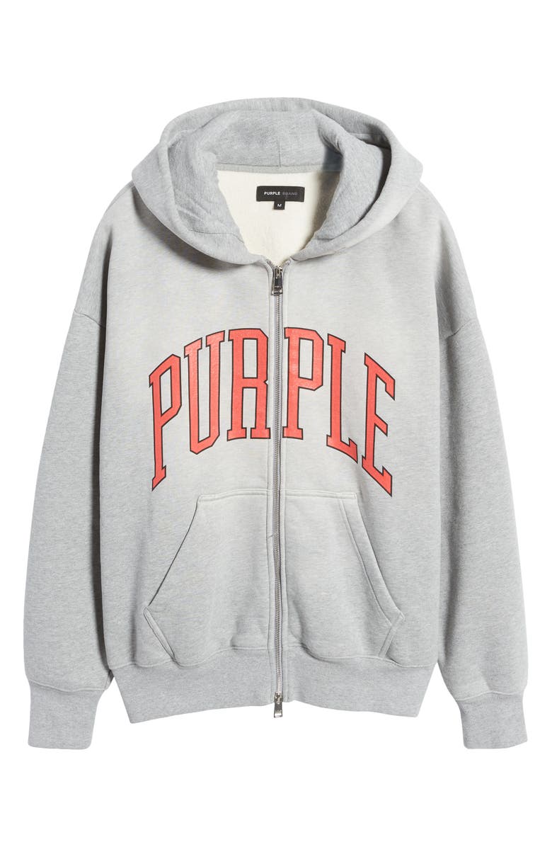 PURPLE BRAND Oversize Heavyweight Fleece Zip Hoodie, Alternate, color, 