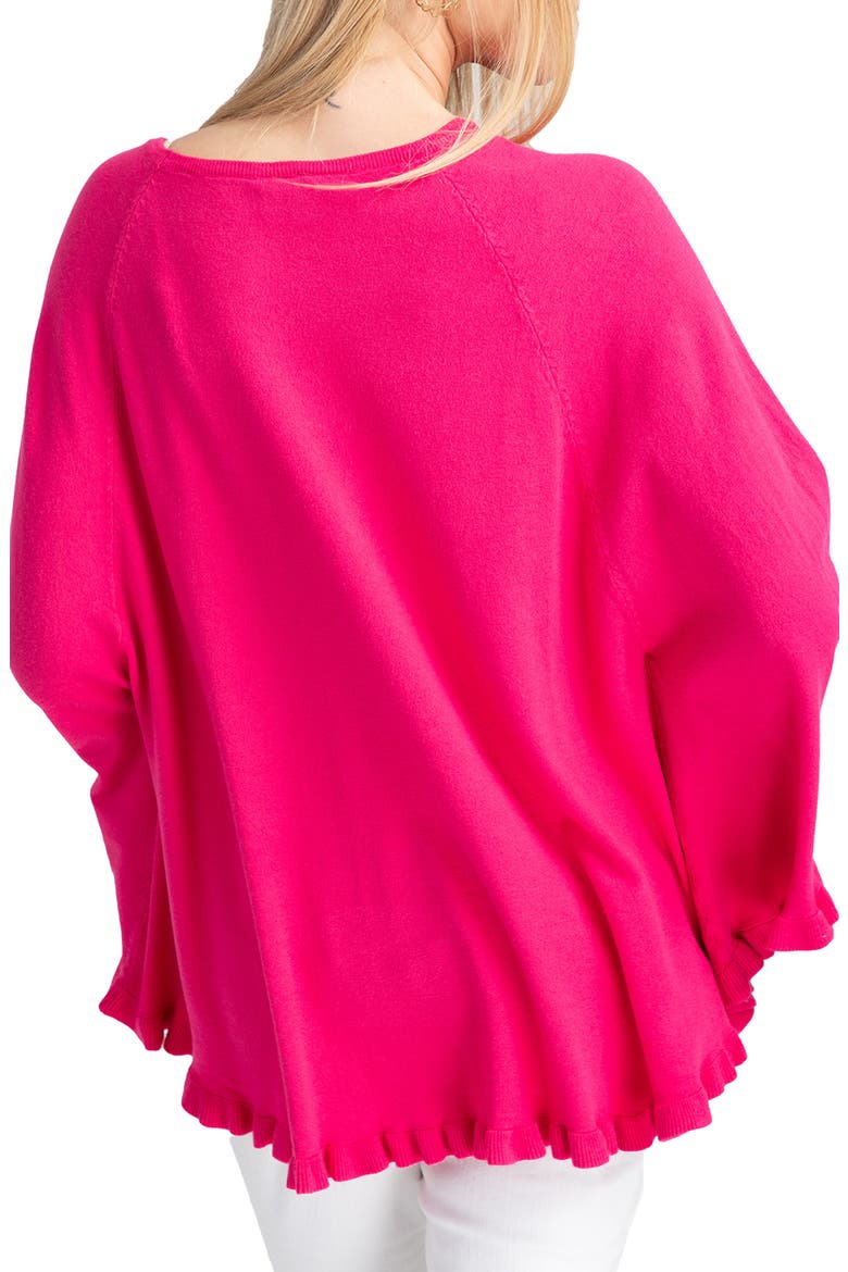 Talia Ruffle Trim Poncho, Alternate, color, FUCHSIA